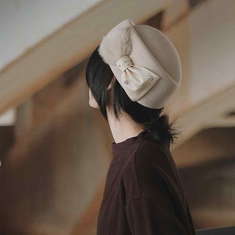 春 コーデ オシャレ 小物 個条 レディース シュロの葉 羊毛 家兎 フェルトかぶり笠 ベレー帽