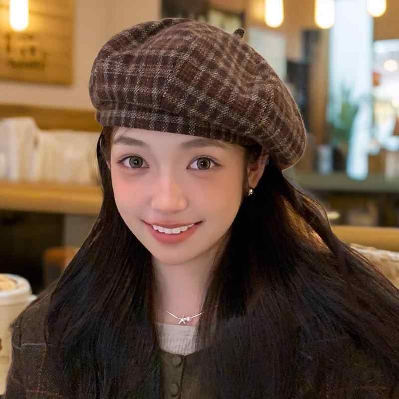 春 コーデ オシャレ 小物 アイテム レディース チェック柄　ベレー帽　女性用　ペインター　ハット