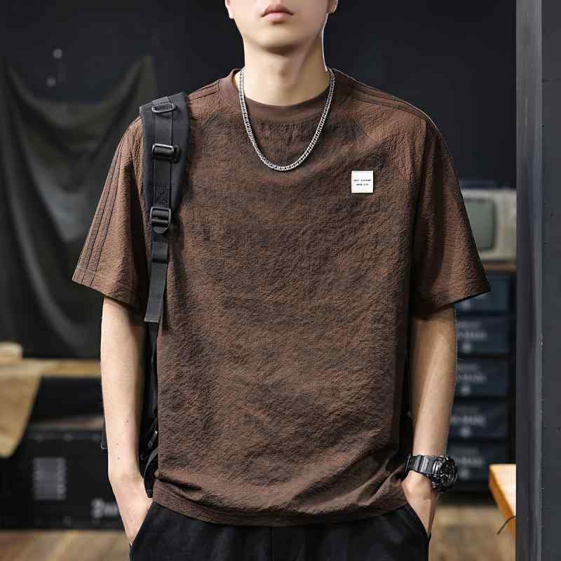 メンズ ファッション 服 男性用 オシャレ シンプル 大人 かっこいい ストリート アメリカン レトロ クール 速乾 半袖 Tシャツ スタイル シアサッカー