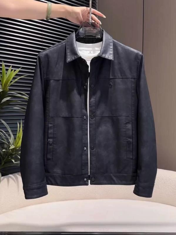 メンズ 流行り物 服 成人男性用 分かりやすい かっこいい 成年者 春コーデ PUなめし革 上衣 ウォッシュ産業 色合い 冷やりとした 境界線