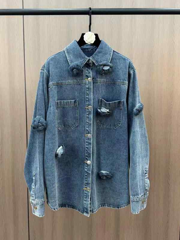 レディース  プルオーバー 長袖 立体 レトロ ジーンズ トップス 名取り草 かざり付ける サクラ色 御花 主題 女子らしい 表現スタイル デイリー 普段使い走り 心地好い コーデ