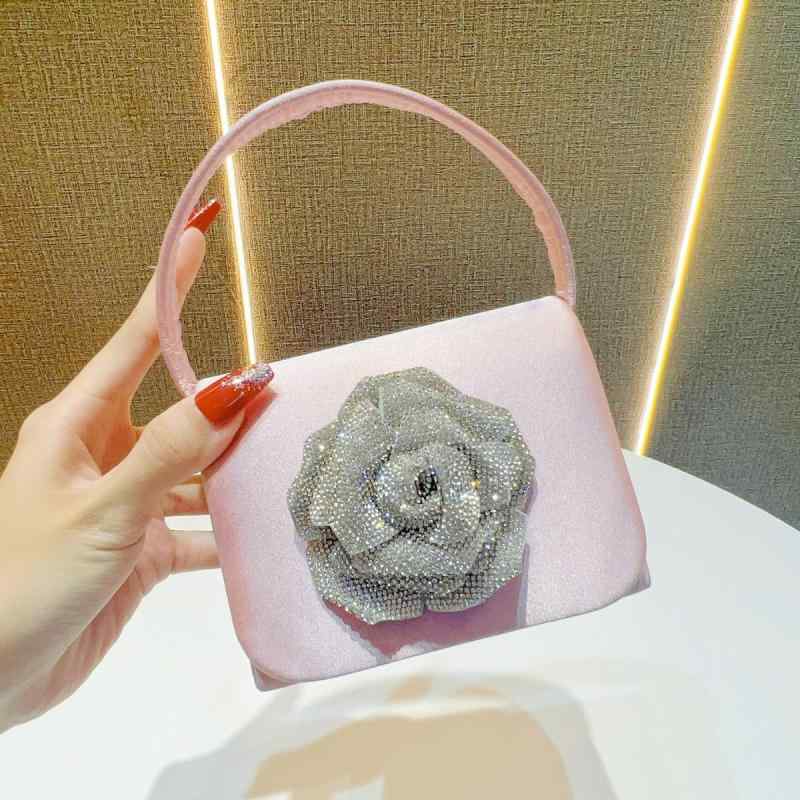 レディース 鞄 カバン バック ファッション オシャレ アイテム 小物 フレンチ サテンス スクエア バッグ ハイエンド フラワー ミニ コイン キークラッチ クロスボディ バッグ