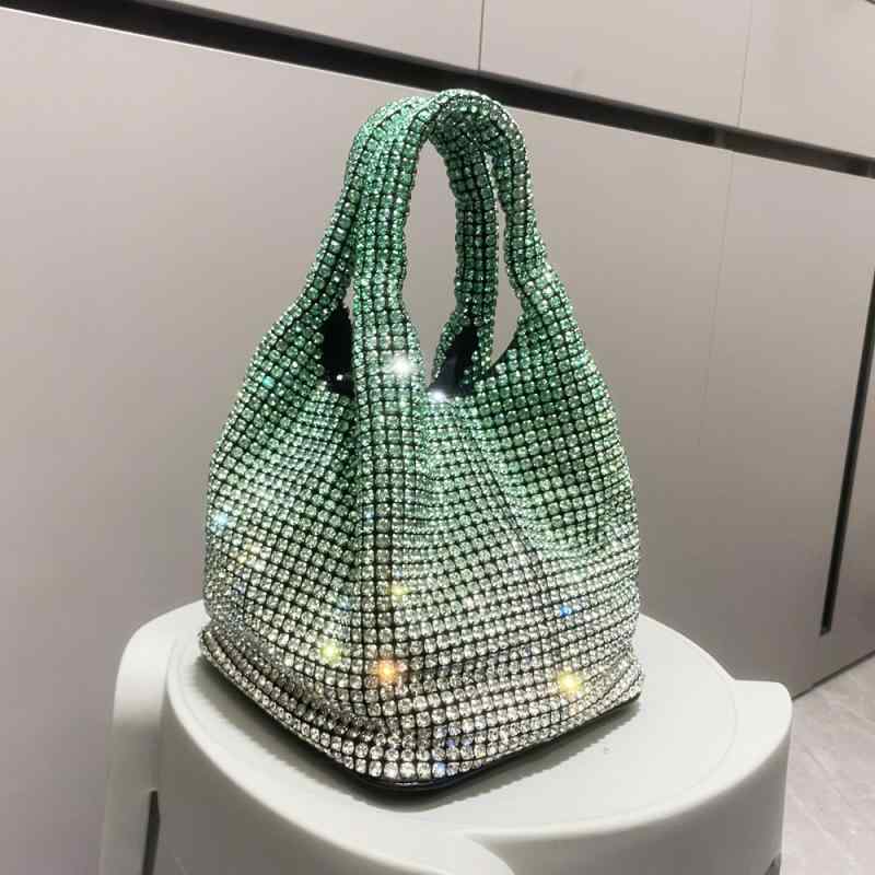レディース 鞄 カバン バック ファッション オシャレ アイテム 小物 タッセル 光沢 バケット バッグ ラインストーン クロスボディ チェーン バッグ