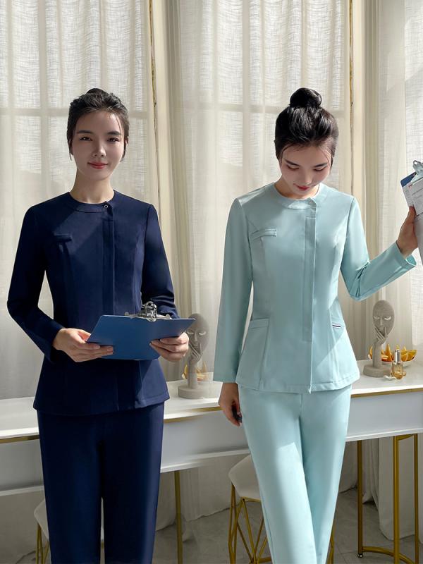 レディース ファッション 業務 ユニフォーム 制服 コスプレ衣装 ナース 服 長袖 静電気 看護 美容院 歯科 医師 ハイエンド