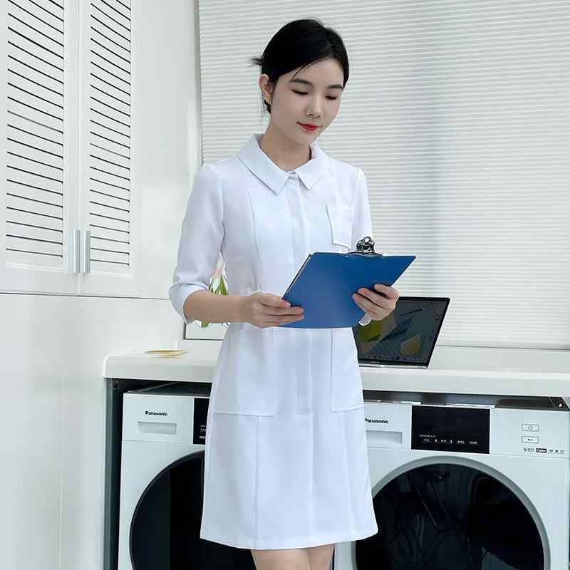 レディース ファッション 業務 ユニフォーム 制服 コスプレ衣装 韓国スタイル 美容室 ナース 制服 七分袖 薬局 歯科 医療関係 衣装 ドレス 7,165円