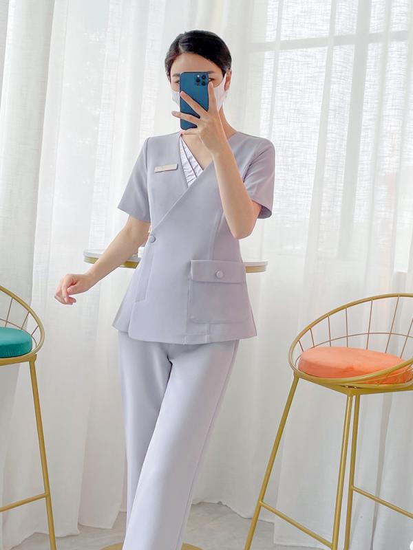 レディース ファッション 業務 ユニフォーム 制服 コスプレ衣装 夏 美容 サロン 半袖 技術者 制服 ハイエンド スパ クラブ フットバス ペディキュア 美容部員 ウェイター