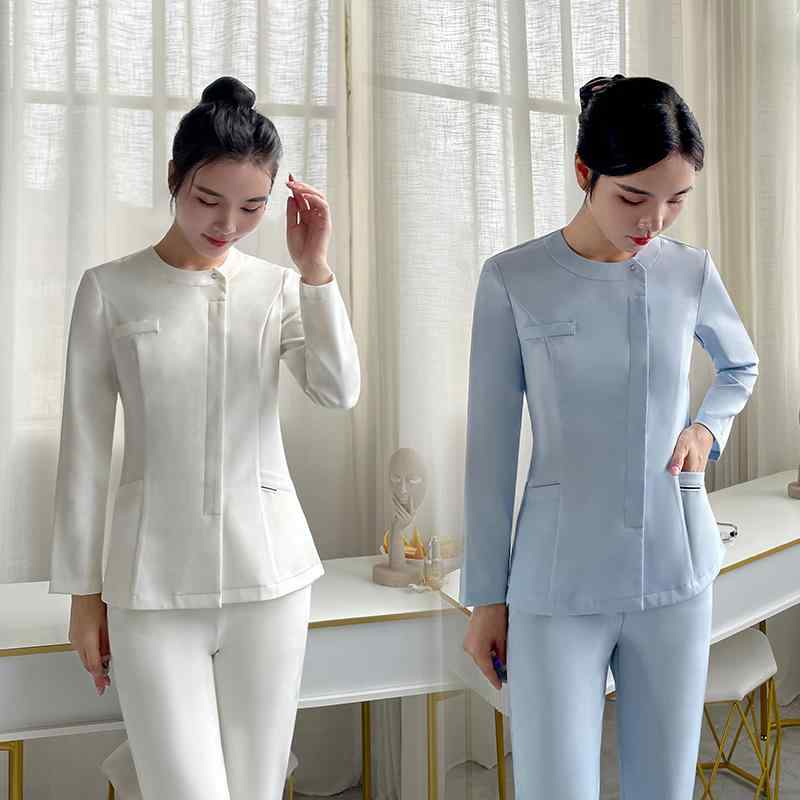 レディース ファッション 業務 ユニフォーム 制服 コスプレ衣装 韓国スタイル 科 医師 看護師 衣装 スーツ 歯科 ケア ブルー 美容 ディレクター 半袖