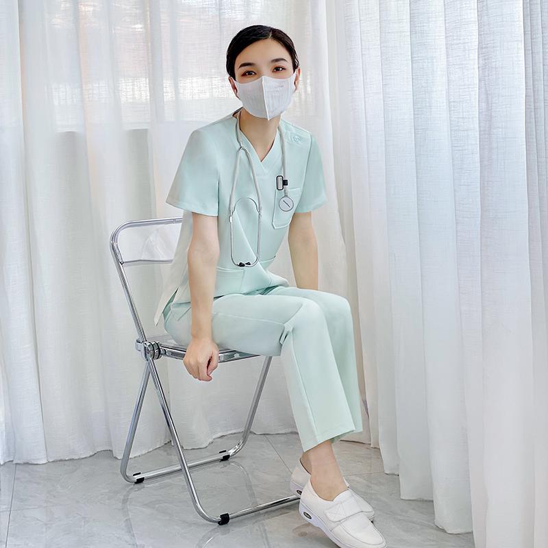 レディース ファッション 業務 ユニフォーム 制服 コスプレ衣装 男女兼 歯科 医院 半袖 ドクター ストレッチ ナース 授