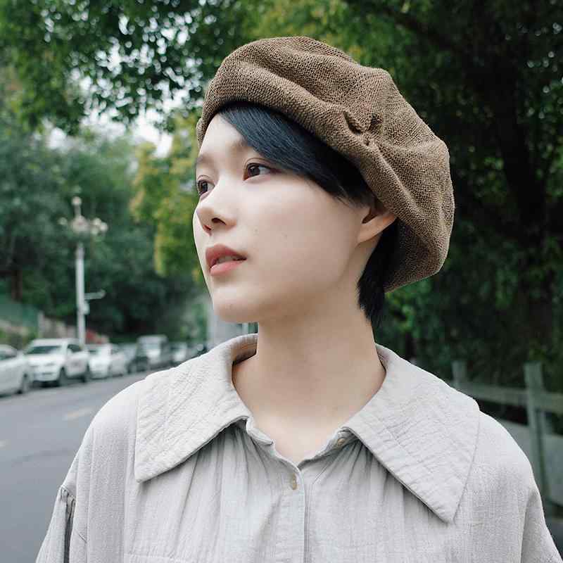 春 コーデ オシャレ 小物 品目 レディース 通気性 リネン 筋目 ベレー帽 夏
