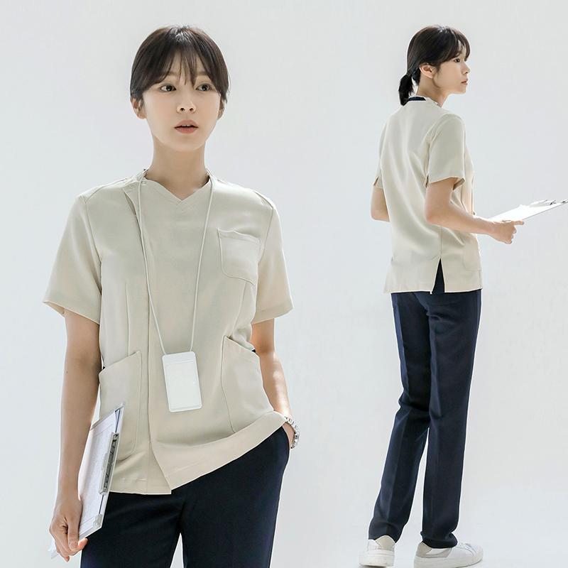 レディース ファッション 業務 ユニフォーム 制服 コスプレ衣装 韓国スタイル ナース 制服 夏 半袖 歯科 ケア ドクター スプリット スーツ