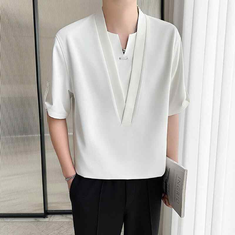 メンズ ファッション 服 男性用 オシャレ シンプル 大人 かっこいい ストリート 夏 速乾 Vネック 半袖 Tシャツ ゆったり