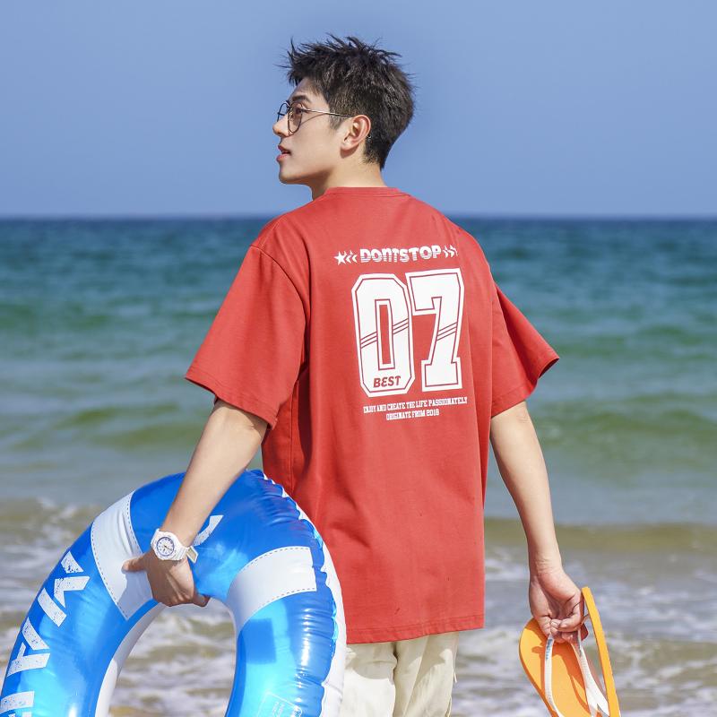 メンズ ファッション 服 男性用 オシャレ シンプル 大人 かっこいい ストリート アメリカン バック デジタル プリントコットン 半袖 Tシャツ 夏 ゆったり バケーション スタイル ヘビー トップ