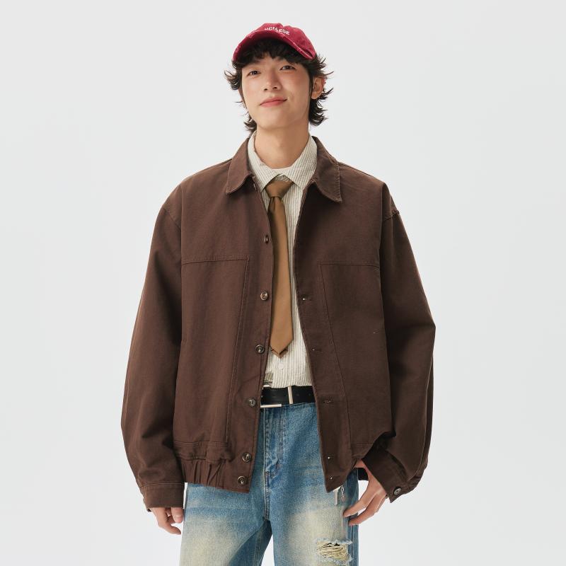 メンズ ファッション 服 男性用 オシャレ シンプル 大人 かっこいい ストリート アメリカン レトロ ダメージ加工 無地 快適 ジャケット クリーン フィット カーディガン コート