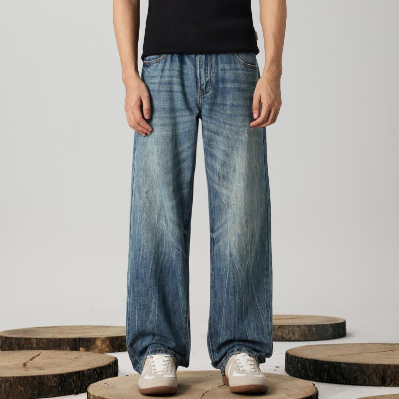 メンズ ファッション 服 男性用 オシャレ シンプル 大人 かっこいい ストリート クリーン フィット ストレート パンツ レトロ ストーンウォッシュ ジーンズ