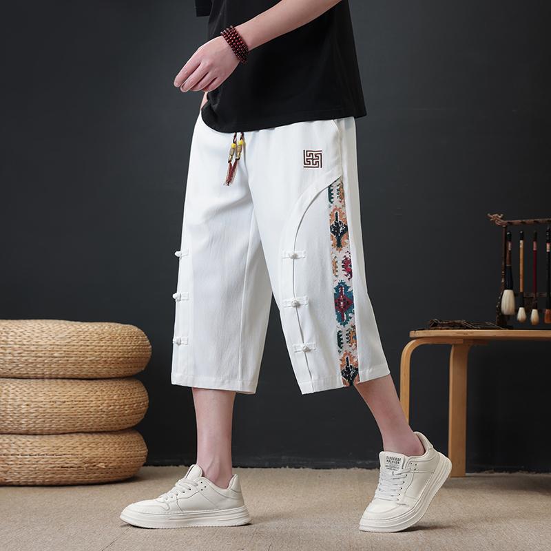 メンズ ファッション 服 男性用 オシャレ シンプル 大人 かっこいい ストリート 民族風 クロップドパンツ 夏 カジュアル パンツ ハイエンド