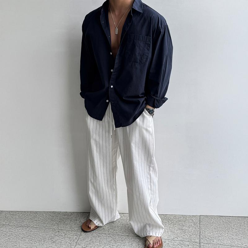メンズ ファッション 服 男性用 オシャレ シンプル 大人 かっこいい ストリート ダーク ブルー 長袖 シャツ ゆったり スタイル 薄手 通勤 トップス 軽量 ハイエンド 日焼け防止 ゆったり