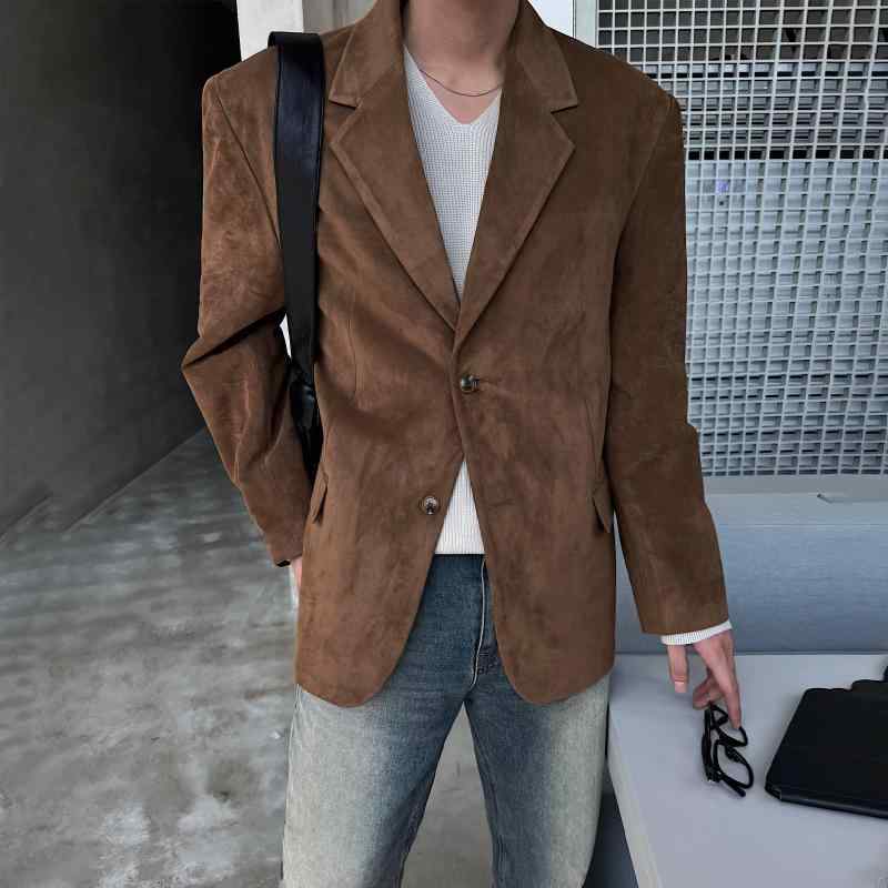 メンズ 流行り物 服 成人男性用 オシャレ 分かりやすい 成年者 かっこいい 表どおり  スエードクロス 軽さ ハイエンド レトロ 背広 上衣 分かりやすい 心地よい