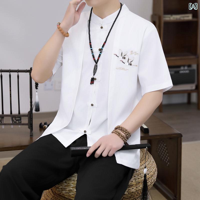 メンズ ファッション 服 男性用 オシャレ シンプル 大人 かっこいい ストリート  アジアンテイスト  夏 漢 半袖 Tシャツ 長ズボン