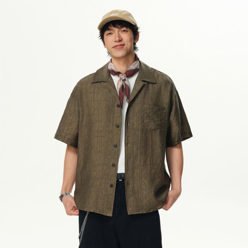 メンズ 流行り物 服 成人男性用 オシャレ 分かりやすい 成年者 かっこいい 表どおり  レトロ ジャカード 拾独居室 混紡 半袖 プルオーバー リヨ独居室 夏 通気性 キューバ共和国 色合い 心地よい
