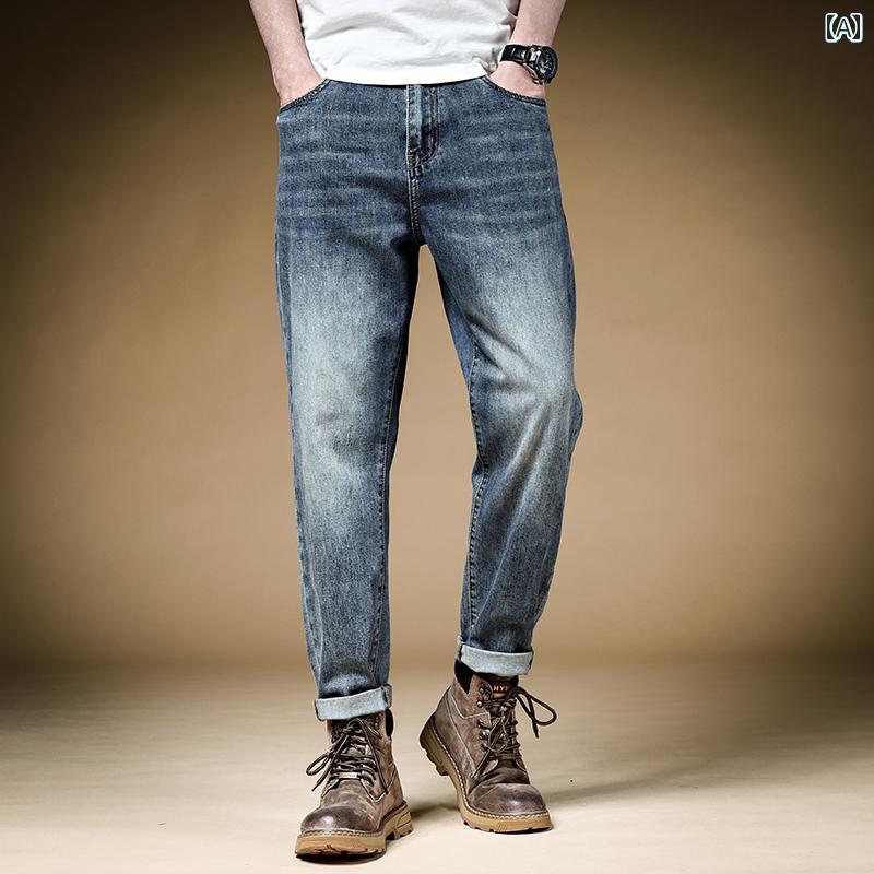 メンズ 流行り物 服 成人男性用 オシャレ 分かりやすい 成年者 かっこいい 表どおり  夏 アメリカン ヴィンテージ デニム ゆったり  ズボン下 ズボン 履きもの