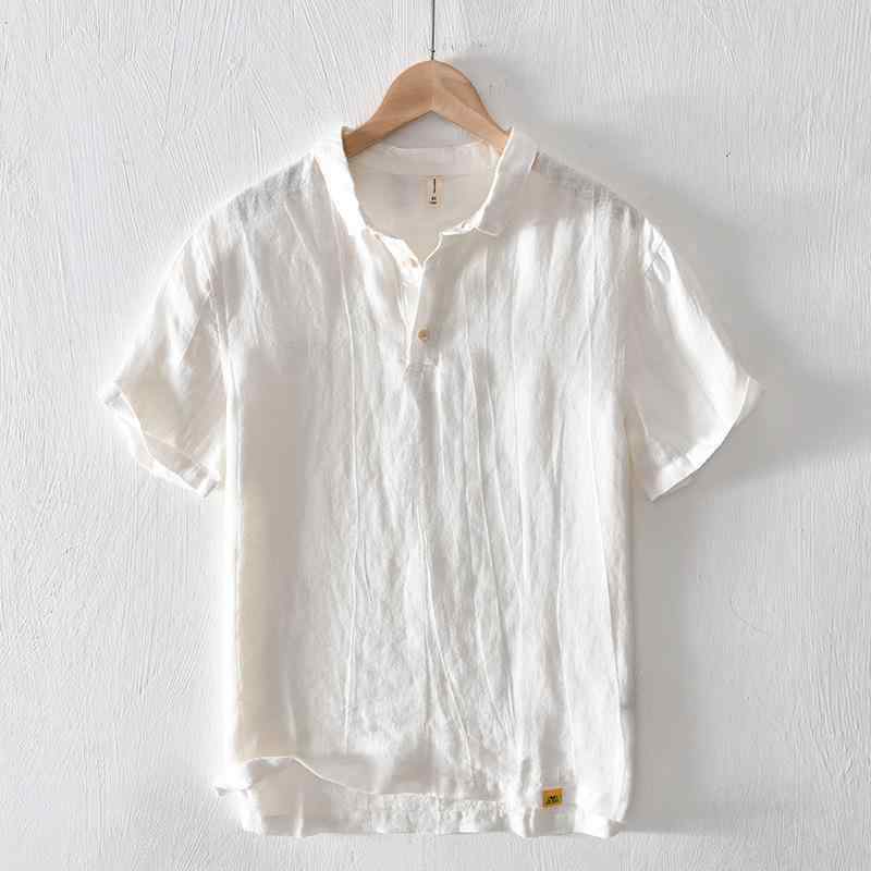 メンズ ファッション 服 男性用 オシャレ シンプル 大人 かっこいい ストリート 夏 薄手 カジュアル リネン 半袖 Tシャツ ゆったり シンプル 通気性 ポロ シャツ