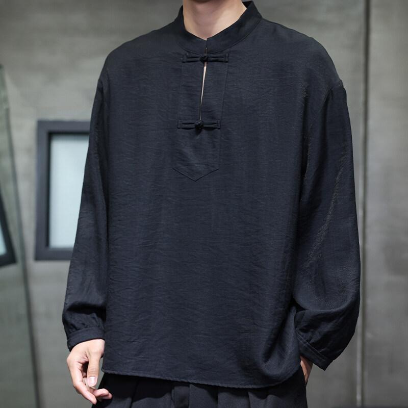 メンズ ファッション 服 男性用 オシャレ シンプル 大人 かっこいい ストリート リネン 薄手 長袖 シャツ ボタン ゆったり 無地