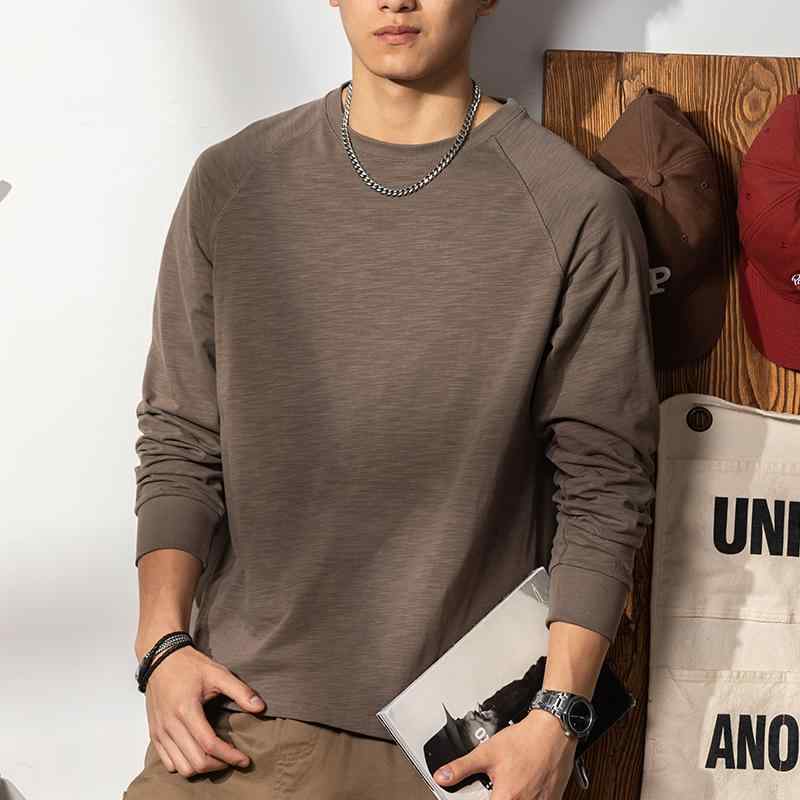 メンズ ファッション 服 男性用 オシャレ シンプル 大人 かっこいい ストリート 綿 ラウンドネック 長袖 Tシャツ 無地 インナーウェア 通気性 ラグラン レイヤリング