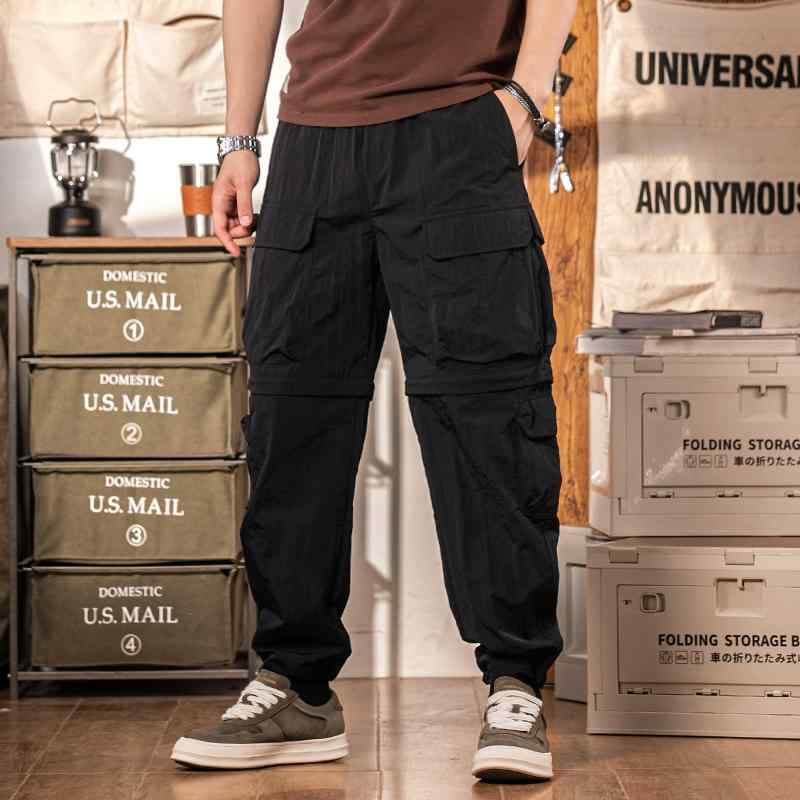 メンズ 流行り物 服 成人男性用 オシャレ 分かりやすい 成年者 かっこいい 表どおり 黒いこと ロング 速乾 日焼押しとどめる 落下傘 ズボン下 アウトドア 山歩き 夏 雨合羽 アサルト