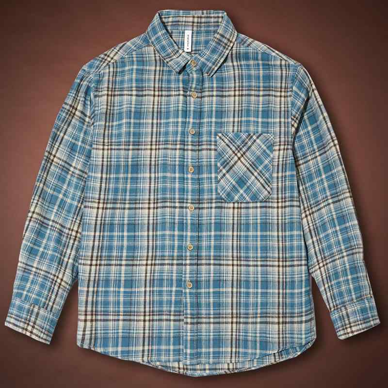 メンズ ファッション 服 男性用 オシャレ シンプル 大人 かっこいい ストリート ウォッシュ コットンストライプ 長袖 シャツ ファッション カジュアル ポケット チェック