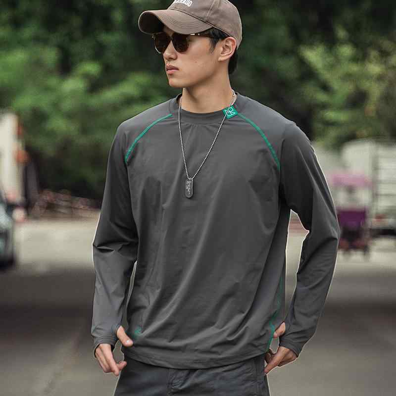 メンズ 流行り物 服 成人男性用 オシャレ 分かりやすい 成年者 かっこいい 表どおり 薄っぺら 長袖 ティーシャツ アウトドア サイクリングウェア UPF50 日焼押しとどめる 通気性 冷やりとした 運動競技