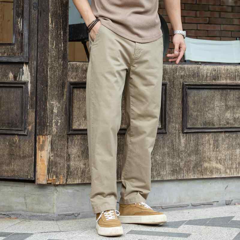 メンズ ファッション 服 男性用 オシャレ シンプル 大人 かっこいい ストリート 薄手 ストレート カジュアル パンツ カーキ 綿 ストレッチ アメリカン ワークパンツ