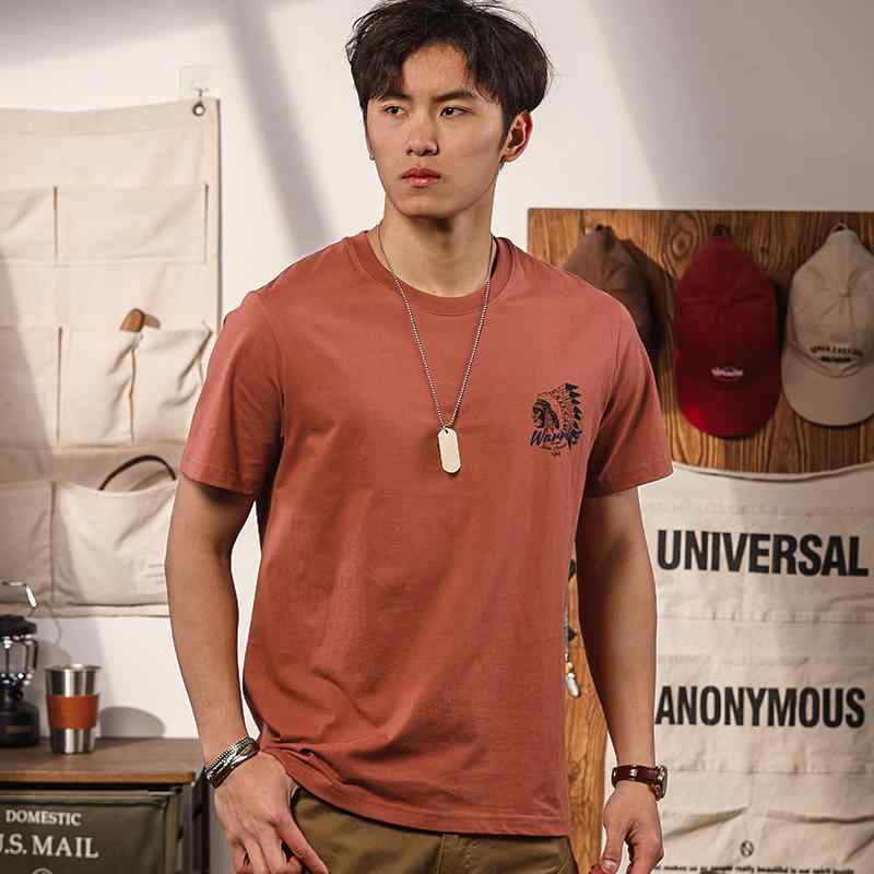 メンズ ファッション 服 男性用 オシャレ シンプル 大人 かっこいい ストリート バック プリント ラウンドネック ストレート ショルダー Tシャツ ヘビー コットン 夏 アメリカン 半袖