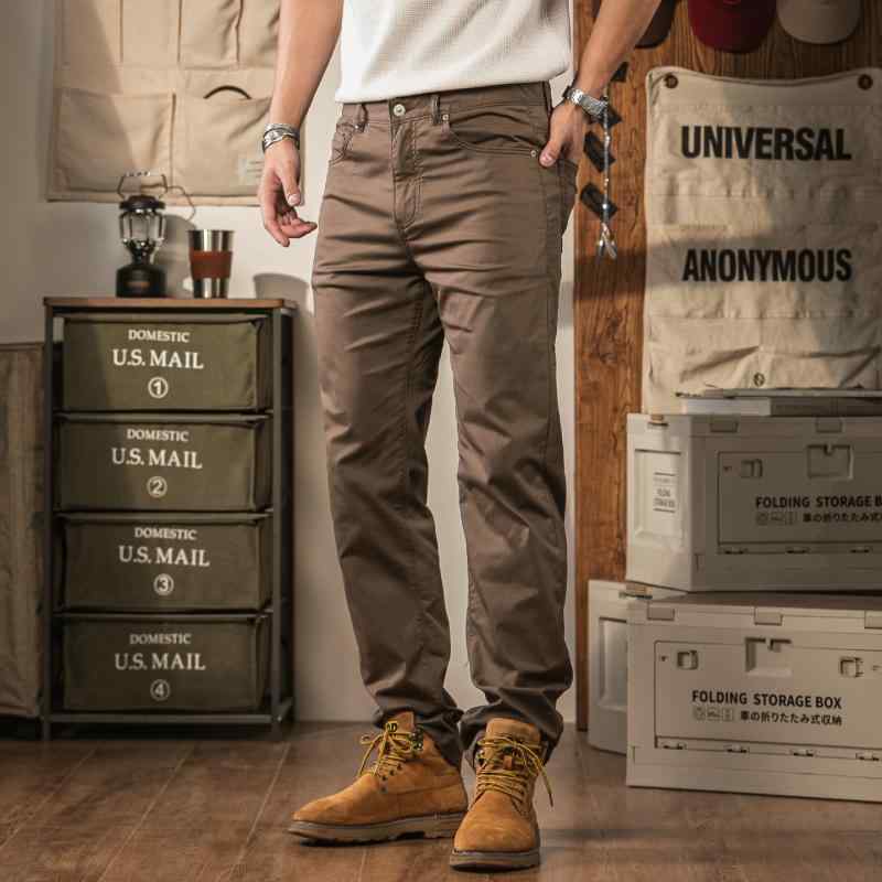 メンズ ファッション 服 男性用 オシャレ シンプル 大人 かっこいい ストリート 夏 薄手 カジュアル パンツ ジーンズ アメリカン ブラウンカラー ストレッチパンツ ワークパンツ ｜リコット