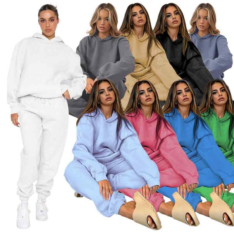 レディース ファッション 服 オシャレ カワイイ 女性用 シンプル 秋 プルオーバー 長袖 フード付き パンツ スーツ
