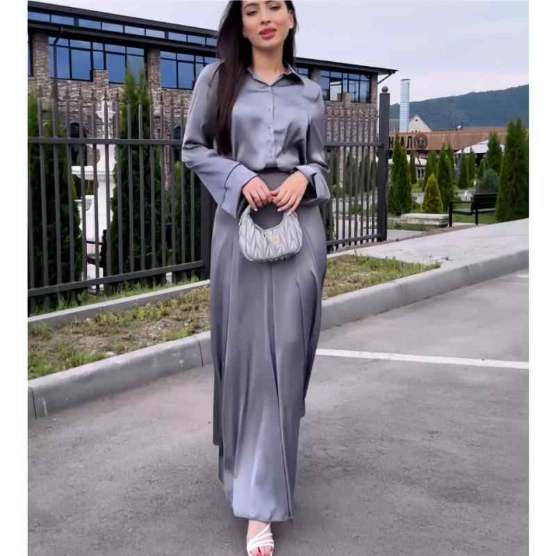 レディース ファッション 服 オシャレ カワイイ 女性用 シンプル 長袖 シャツ ハイウエスト スカート ツーピース スーツ