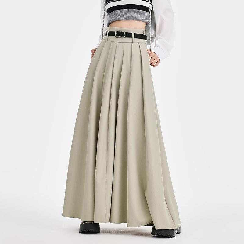 レディース ファッション オシャレ 服 女性用 シンプル 大人カワイイ 婦人服 秋 ベージュ スーツ スカート 大きめサイズ カジュアル アプリコットプリーツ ハーフ スカート