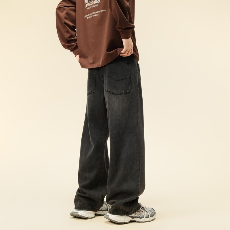 メンズ 流行り物 服 成人男性用 オシャレ 分かりやすい 成年者 かっこいい 表どおり  引っ切り無い デニム メンズ ハイエンド 黒いこと ズボン下 秋