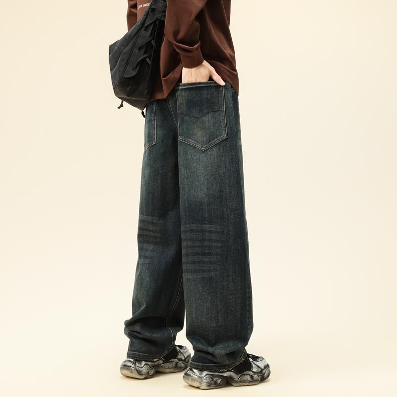 メンズ 流行り物 服 成人男性用 オシャレ 分かりやすい 成年者 かっこいい 表どおり  引っ切り無い デニム メンズ ハイエンド レトロ ズボン 秋 表現スタイル