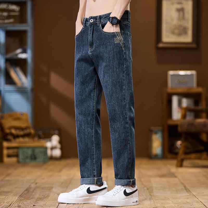 メンズ ファッション 服 男性用 オシャレ シンプル 大人 かっこいい ストリート 春 細身 スリム レトロ ブルー ストレート ジーンズ 細身 スリム パンツ スリム メンズ パンツ