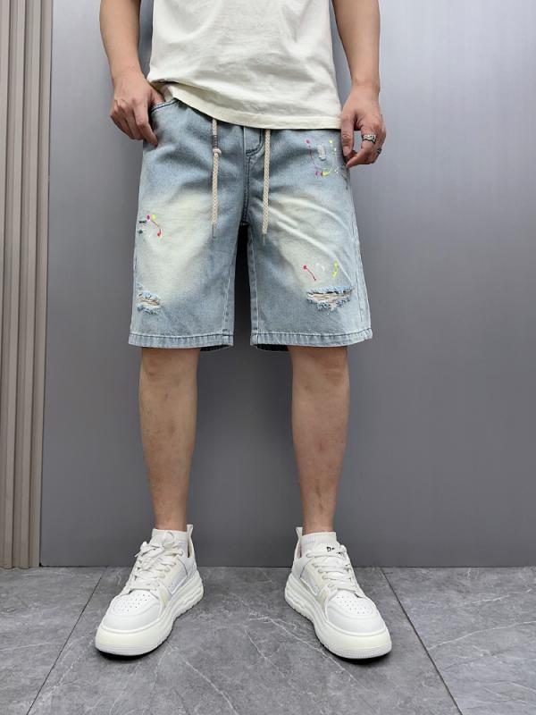 メンズ ファッション 服 男性用 オシャレ シンプル 大人 かっこいい ストリート 夏 デニム パンツ ズボン 履物 青 快適 五分丈