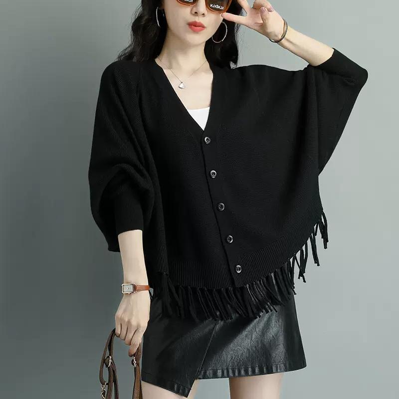 レディース ファッション 服 オシャレ カワイイ 女性用 シンプル 秋 大きいサイズ アウターウェア カーディガン バットスリーブ Vネック ニット セーター ジャケット