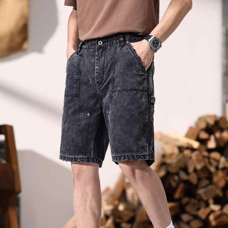 メンズ ファッション 服 男性用 オシャレ シンプル 大人 かっこいい ストリート デニム パンツ 夏 軽量 ハイエンド 五分丈 パンツ 綿 カジュアル パンツ