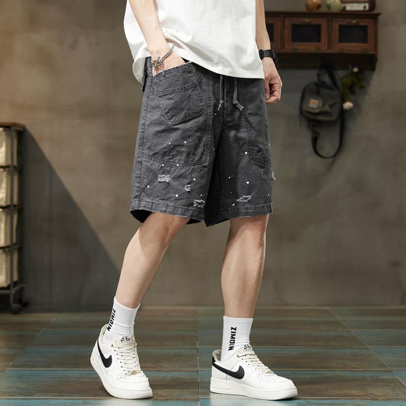 メンズ ファッション 服 男性用 オシャレ シンプル 大人 かっこいい ストリート ペイントドット ワーク パンツ 夏 カジュアル パンツ アウターウェア