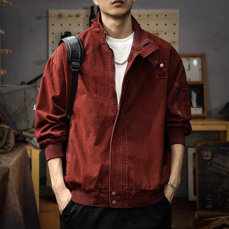 メンズ 流行り物 服 成人男性用 オシャレ 分かりやすい 成年者 かっこいい 表どおり アメリカン 細工物 御召しもの 上衣 春 赤いこと 綿織物 心地好い 上衣