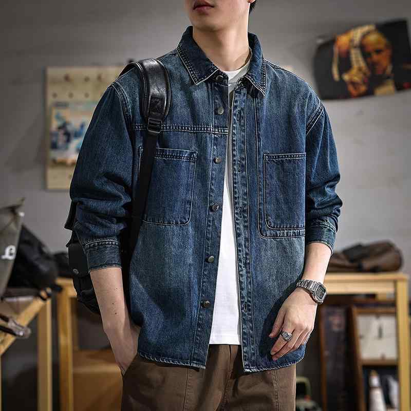 メンズ 流行り物 服 成人男性用 オシャレ 分かりやすい 成年者 かっこいい 表どおり アメリカン レトロ 古典派音楽 細工物 御召しもの 長袖 ジーンズ プルオーバー 春 リヨ独居室 ハイエンド プルオーバー 上衣