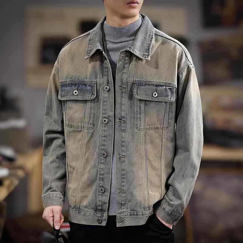 メンズ 流行り物 服 成人男性用 オシャレ 分かりやすい 成年者 かっこいい 表どおり 春 ウォッシュド ジーンズ 上衣 いの一番 好いたらしい 二人組 上衣