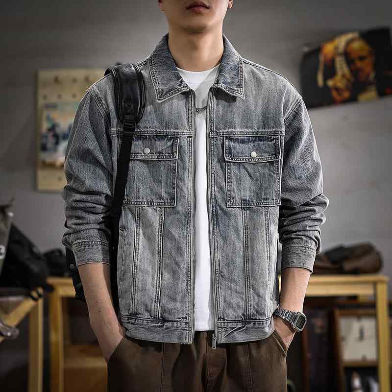 メンズ 流行り物 服 成人男性用 オシャレ 分かりやすい 成年者 かっこいい 表どおり 春 アメリカン レトロ ウォッシュ 細工物 御召しもの ジーンズ 上衣 心地よい 上衣