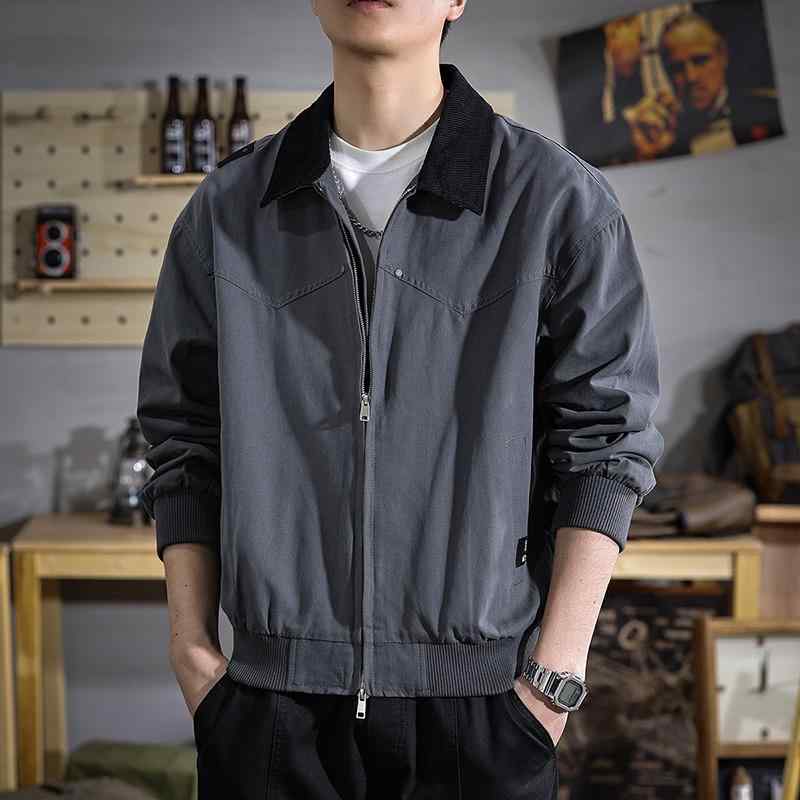 メンズ ファッション 服 男性用 オシャレ シンプル 大人 かっこいい ストリート 春 コットン ジャケット トップ アメリカン レトロ デトロイト ジャケット |リコット