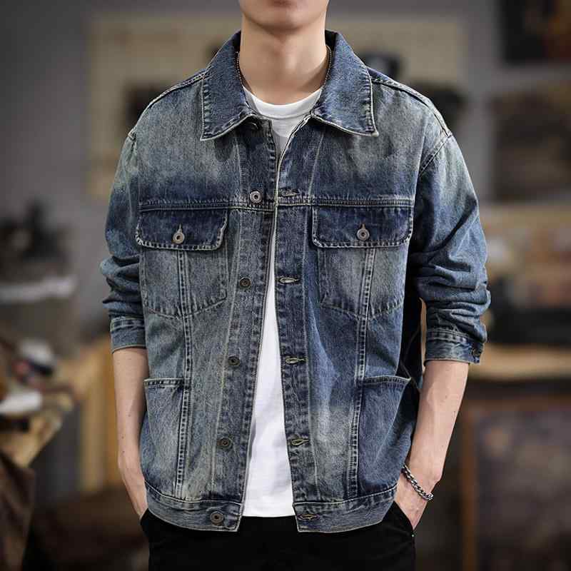 メンズ 流行り物 服 成人男性用 オシャレ 分かりやすい 成年者 かっこいい 表どおり 春 アメリカン レトロ ジーンズ 上衣 好いたらしい 心地よい 上衣