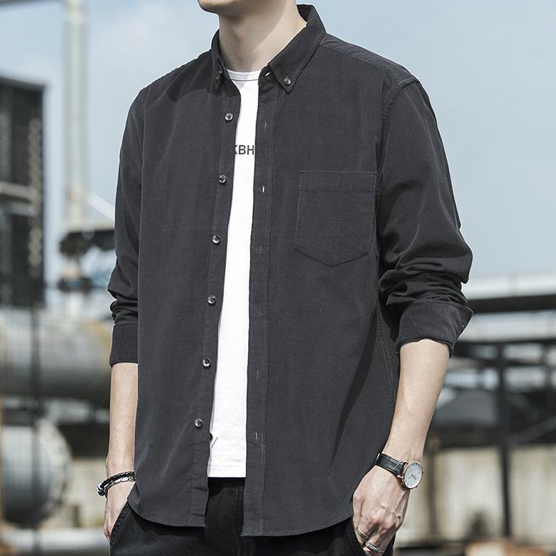 メンズ ファッション 服 男性用 オシャレ シンプル 大人 かっこいい ストリート 秋 コーデュロイ コットン 長袖 シャツ ストライプ ゆったり カジュアル トップス シャツ ジャケット 服